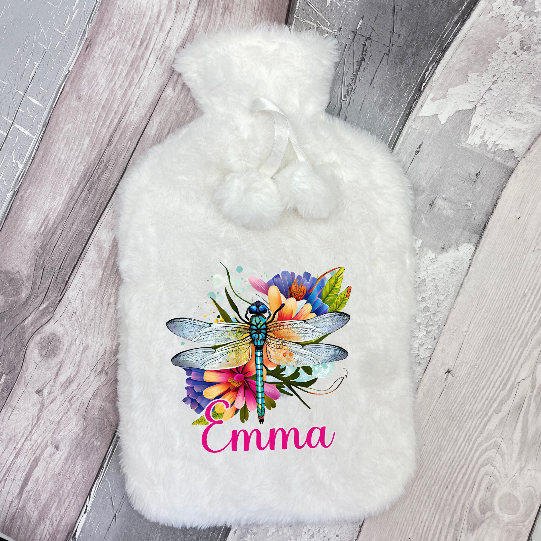 Colourful Dragonfly Hot Water Bottle Personalised Gift Idea For Her