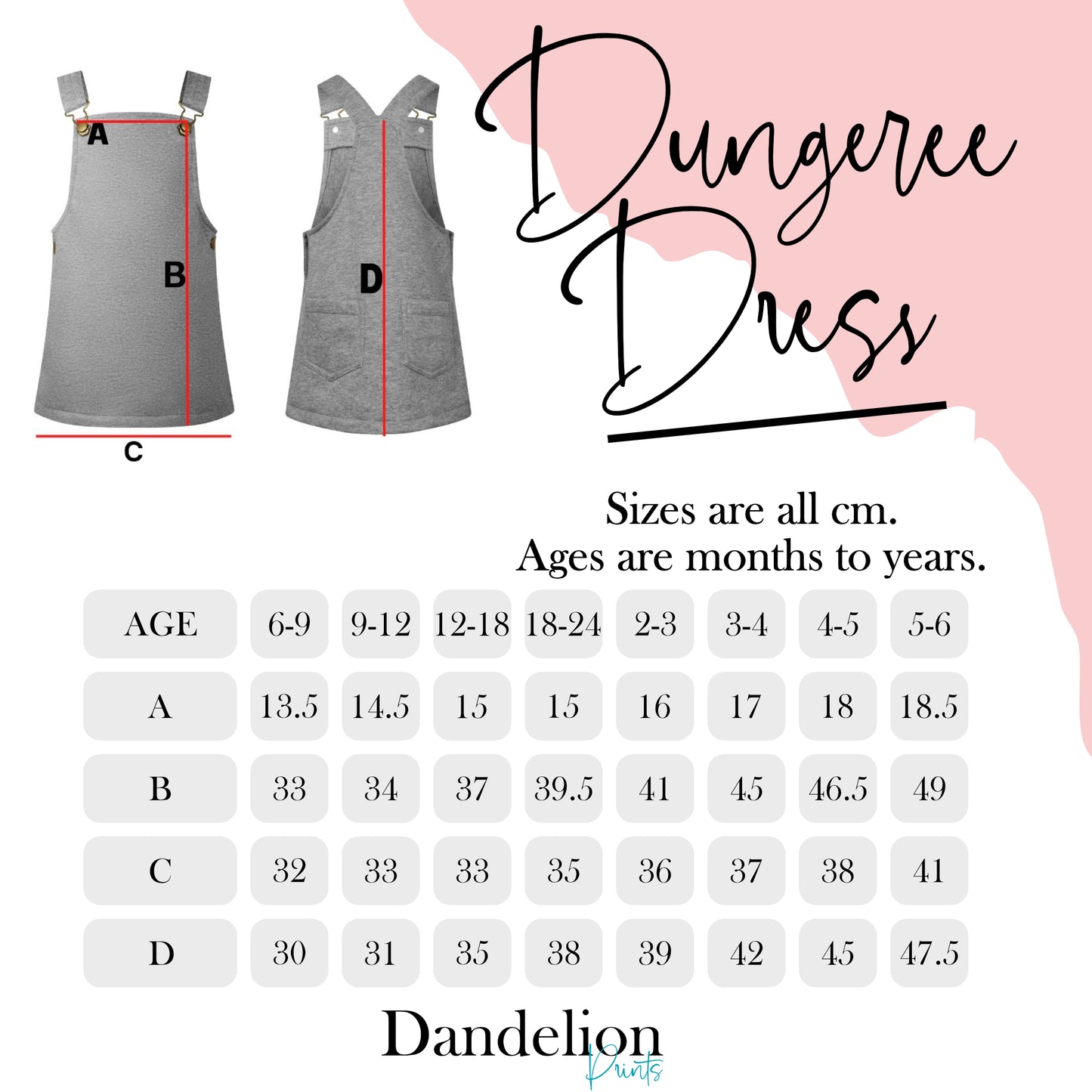 Girls' Personalised Dungaree Dress with Initial Embroidery - Personalised Children's Wear