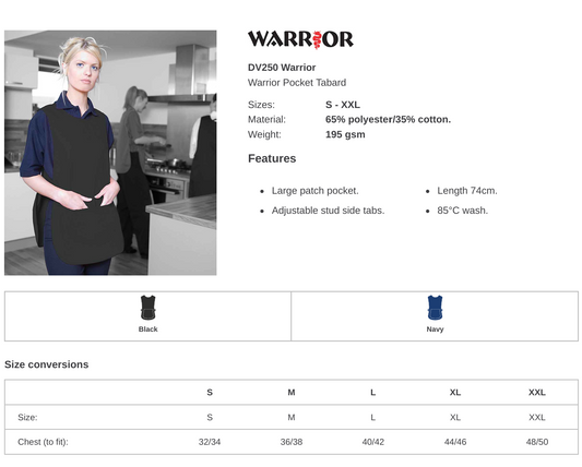 Unisex Tabard Custom Printed or Embroidered Logo
