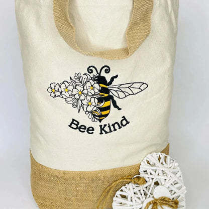 Eco-Friendly Bee Design Embroidered Tote Bag - Stylish and Sustainable Shopping Companion