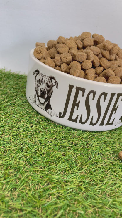 Personalised Ceramic Dog Bowl - Various Breeds Available