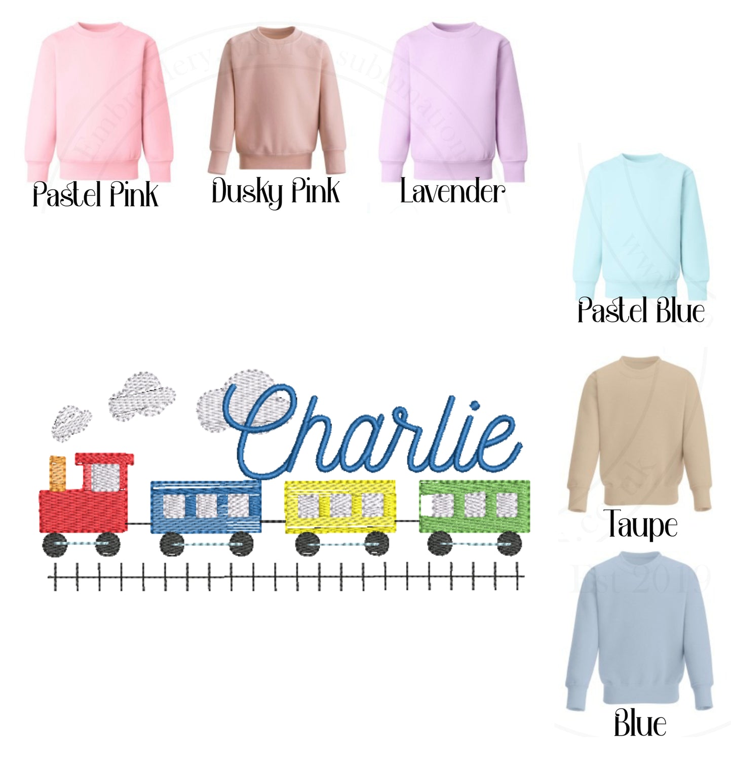 Cute Little Sketch Train Embroidered- Personalised Jumper