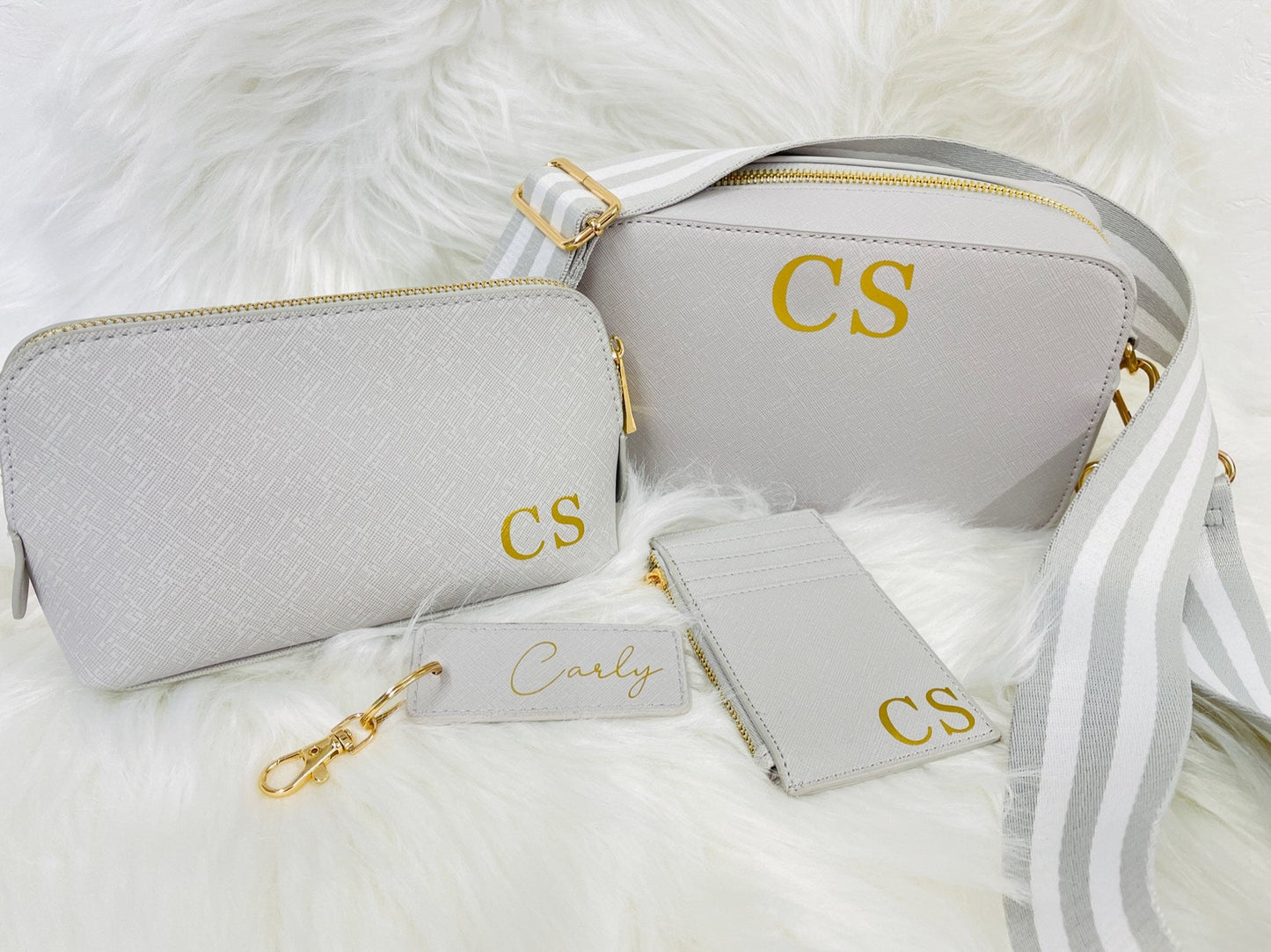 Chic Women's Personalised Crossbody Bag - Minimalistic, Boutique, Grey or Black