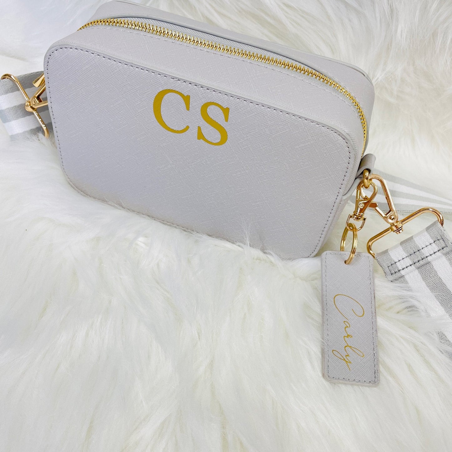 Chic Women's Personalised Crossbody Bag - Minimalistic, Boutique, Grey or Black