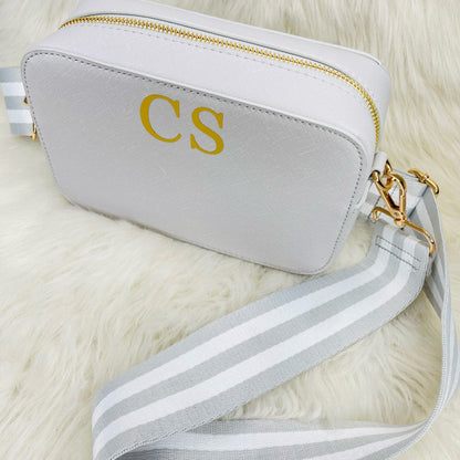 Chic Women's Personalised Crossbody Bag - Minimalistic, Boutique, Grey or Black