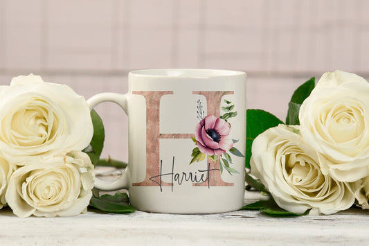 Gorgeous Personalised Floral Initial Mug - Customised Gift for Every Tea Lover