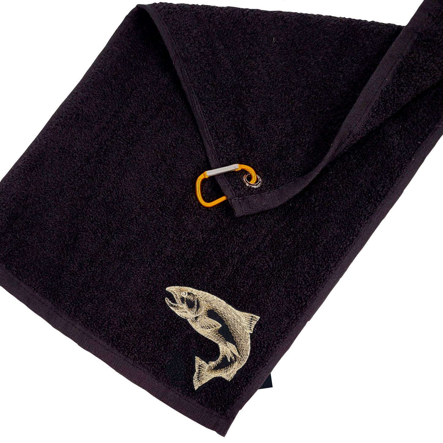 Fishing Essential: Belt Towel with Embroidered Fish Design - Carp, Salmon, Perch, Catfish, Pike