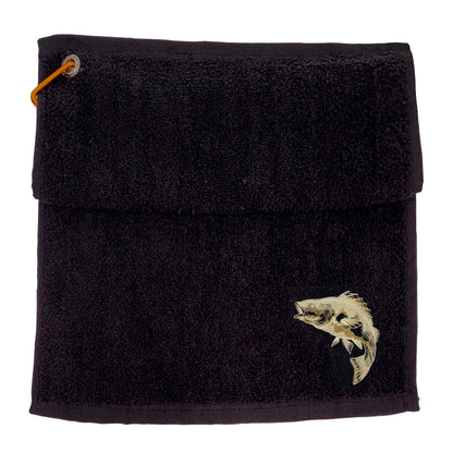 Fishing Essential: Belt Towel with Embroidered Fish Design - Carp, Salmon, Perch, Catfish, Pike