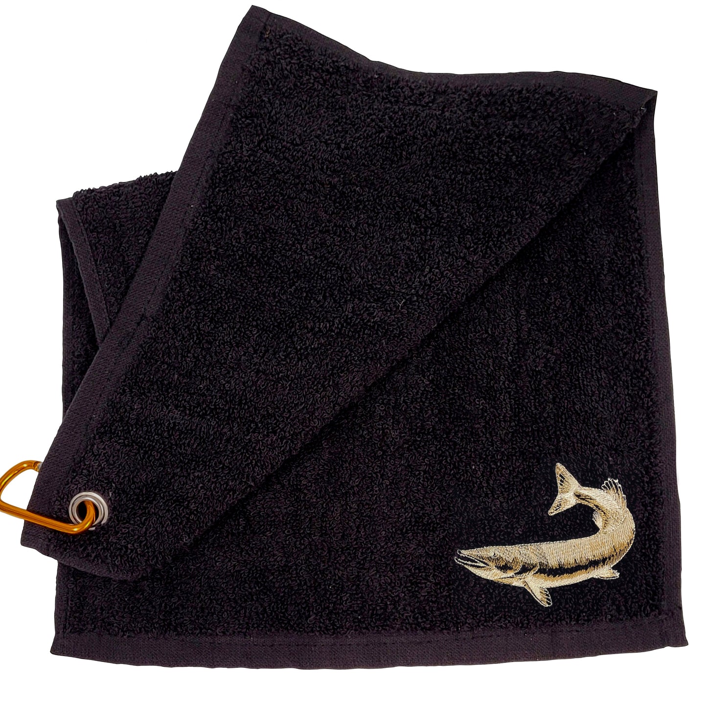 Fishing Essential: Belt Towel with Embroidered Fish Design - Carp, Salmon, Perch, Catfish, Pike