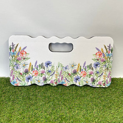 A very handy kneeling pad printed with a beautiful wildflower design. The flowers almost reach the top as they wrap around the corners. With butterflies and ladybugs too this kneeling pad is a wonderful nature filled gift. Personalised with a name too