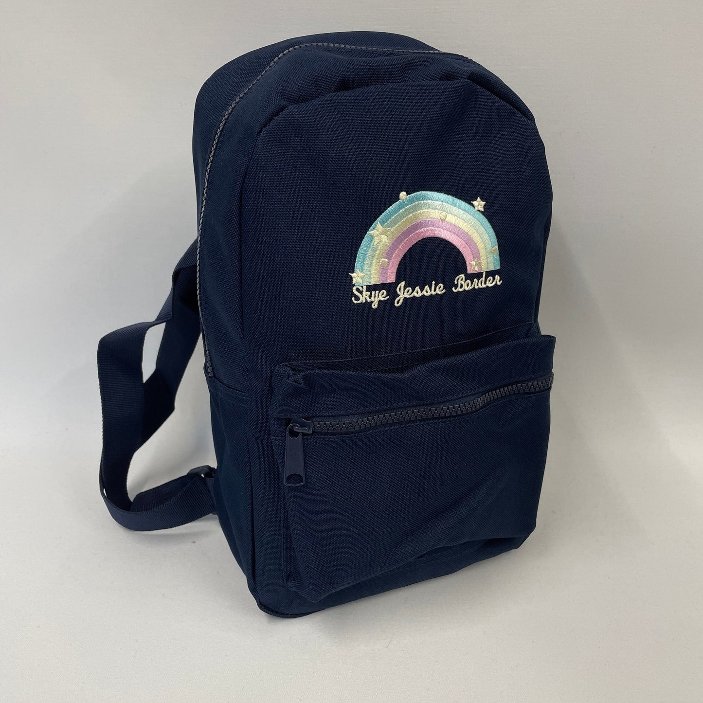 Embroidered Adorable Personalised Pastel Rainbow Nursery Backpack for School or Nursery